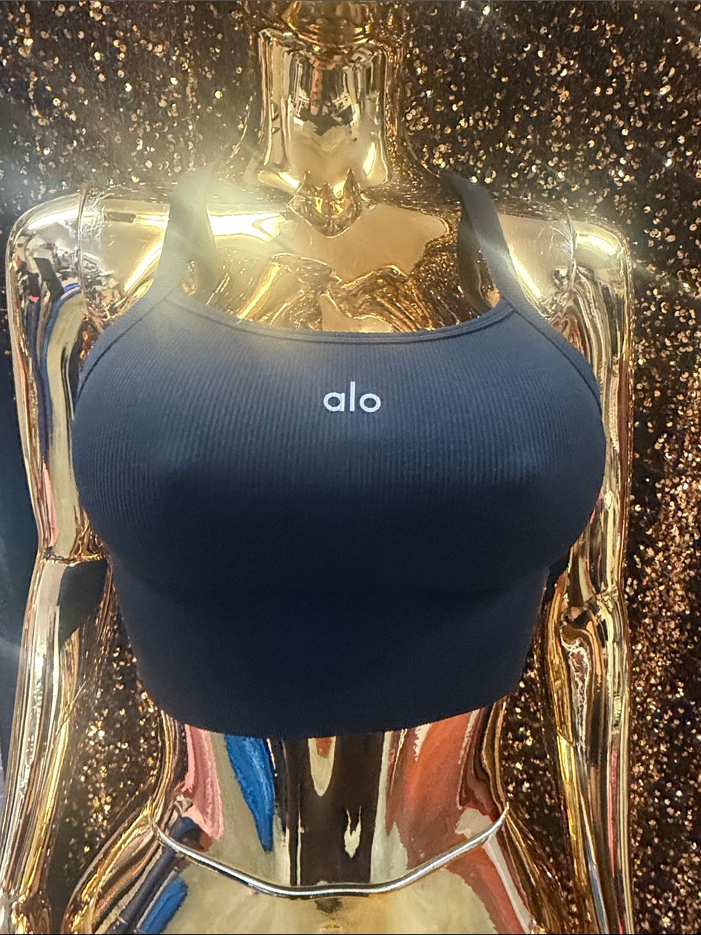 ALO Yoga Women’s Black Ribbed Sports Crop Top